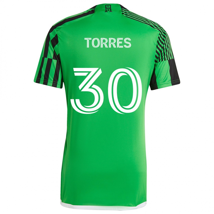 Kinder Ervin Torres #30 Grün Schwarz Heimtrikot Trikot 2024/25 T-Shirt Österreich