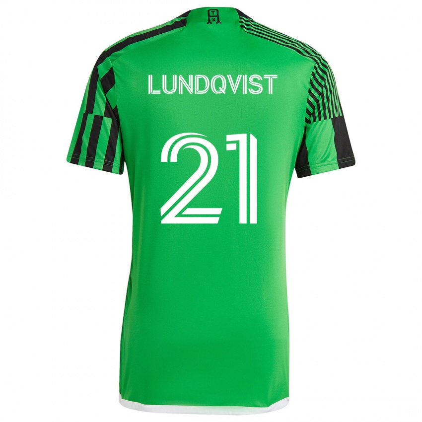 Kinder Adam Lundqvist #21 Grün Schwarz Heimtrikot Trikot 2024/25 T-Shirt Österreich