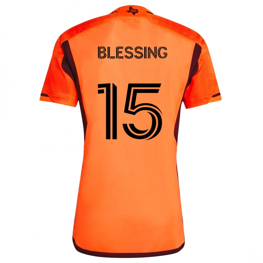 Kinder Latif Blessing #15 Orange Schwarz Heimtrikot Trikot 2024/25 T-Shirt Österreich