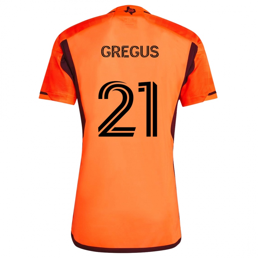 Kinder Ján Gregus #21 Orange Schwarz Heimtrikot Trikot 2024/25 T-Shirt Österreich