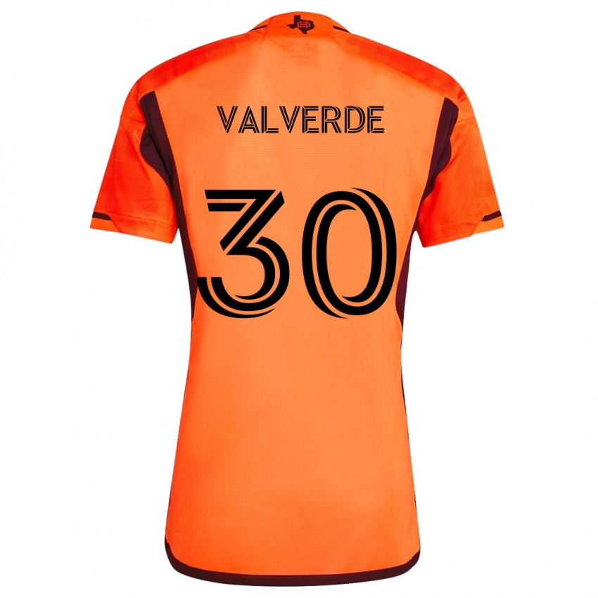 Kinder Jefferson Valverde #30 Orange Schwarz Heimtrikot Trikot 2024/25 T-Shirt Österreich