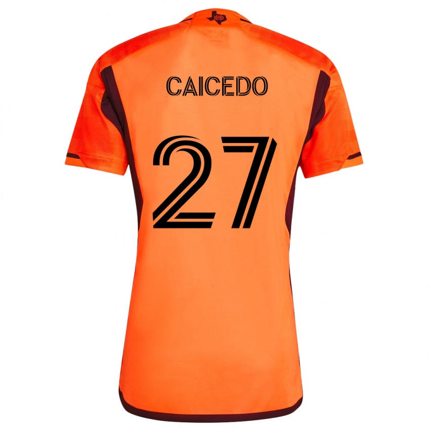 Kinder Luis Caicedo #27 Orange Schwarz Heimtrikot Trikot 2024/25 T-Shirt Österreich