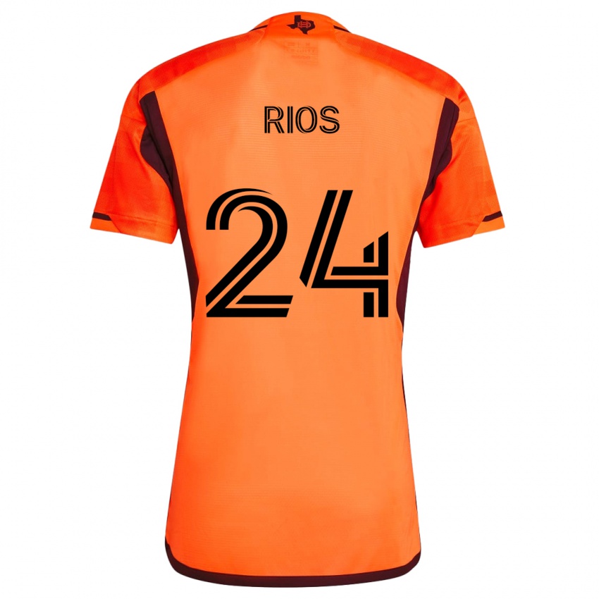 Kinder Paolo Ríos #24 Orange Schwarz Heimtrikot Trikot 2024/25 T-Shirt Österreich