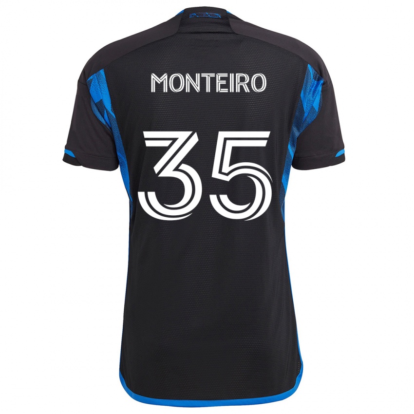 Kinder Jamiro Monteiro #35 Blau Schwarz Heimtrikot Trikot 2024/25 T-Shirt Österreich