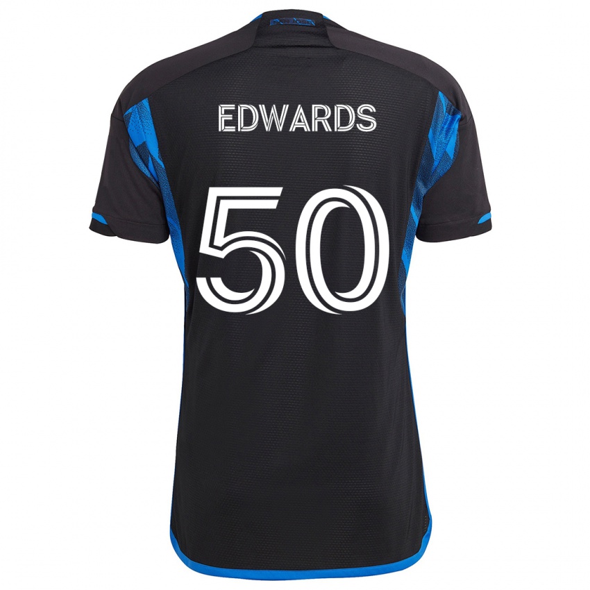 Kinder Aaron Edwards #50 Blau Schwarz Heimtrikot Trikot 2024/25 T-Shirt Österreich