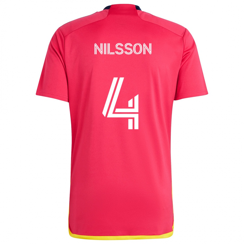 Kinder Joakim Nilsson #4 Rot Blau Heimtrikot Trikot 2024/25 T-Shirt Österreich