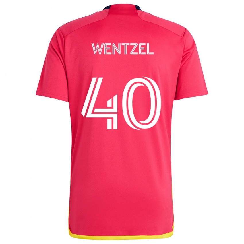 Kinder Michael Wentzel #40 Rot Blau Heimtrikot Trikot 2024/25 T-Shirt Österreich