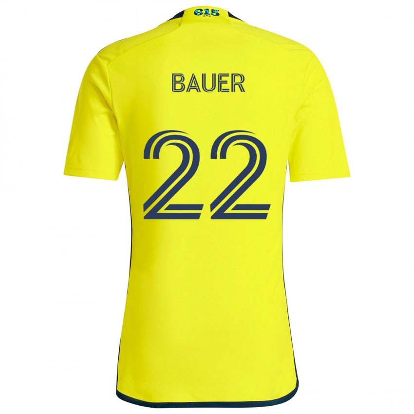 Kinder Josh Bauer #22 Gelb Blau Heimtrikot Trikot 2024/25 T-Shirt Österreich