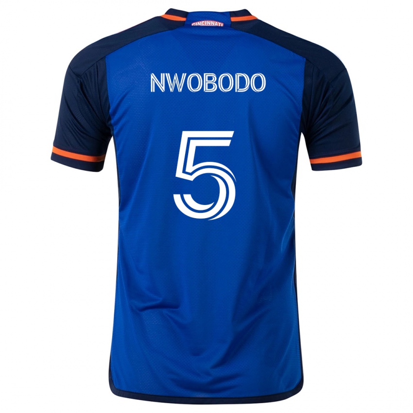 Kinder Obinna Nwobodo #5 Blau Weiss Heimtrikot Trikot 2024/25 T-Shirt Österreich