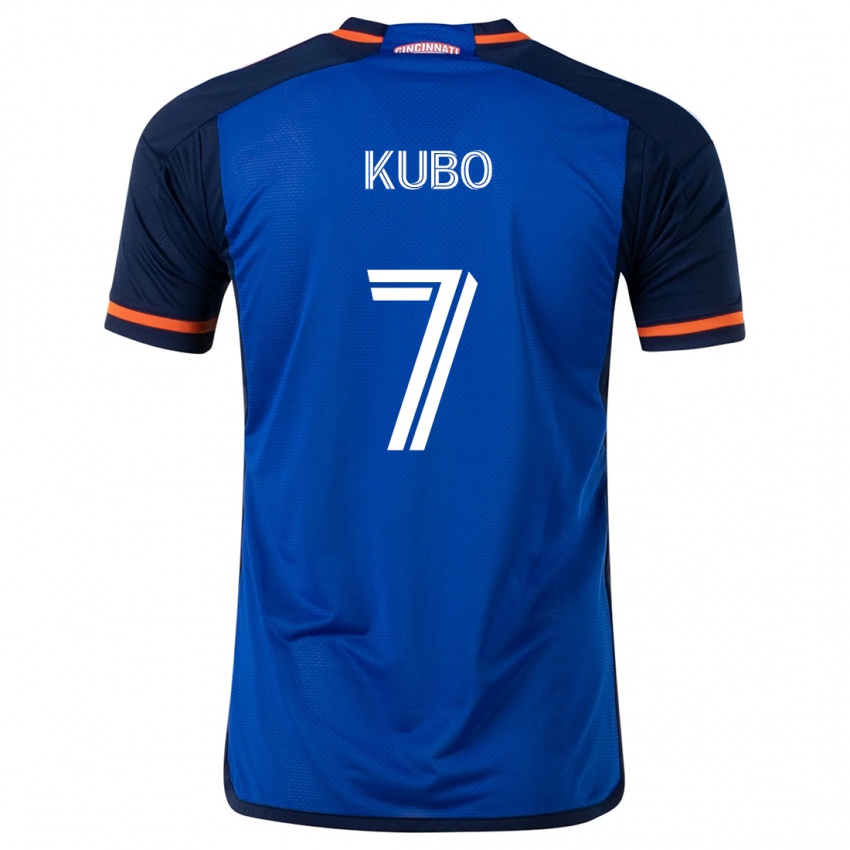 Kinder Yuya Kubo #7 Blau Weiss Heimtrikot Trikot 2024/25 T-Shirt Österreich