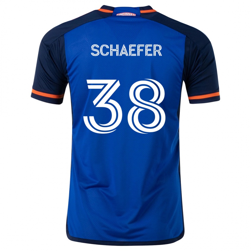 Kinder Brian Schaefer #38 Blau Weiss Heimtrikot Trikot 2024/25 T-Shirt Österreich