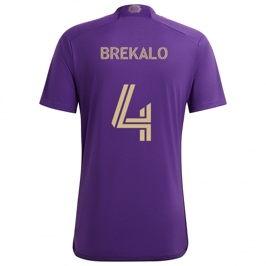 Kinder David Brekalo #4 Lila Gelb Heimtrikot Trikot 2024/25 T-Shirt Österreich