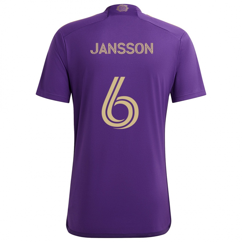 Kinder Robin Jansson #6 Lila Gelb Heimtrikot Trikot 2024/25 T-Shirt Österreich