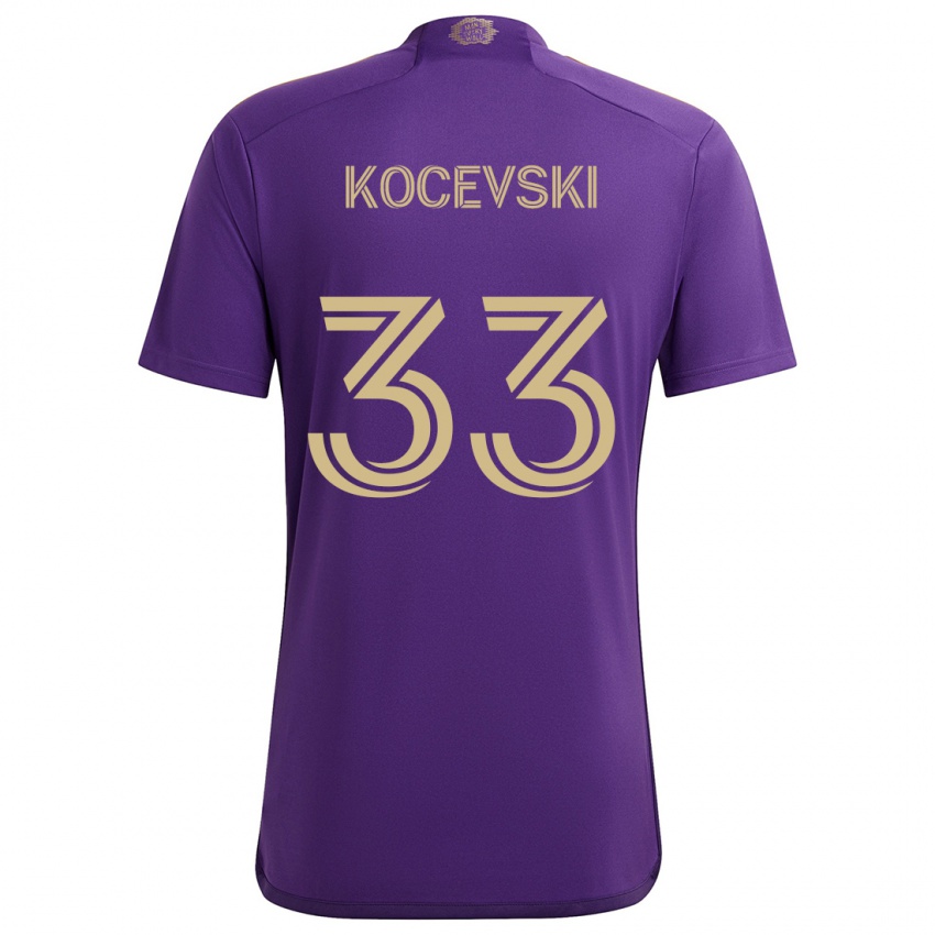 Kinder Jeorgio Kocevski #33 Lila Gelb Heimtrikot Trikot 2024/25 T-Shirt Österreich