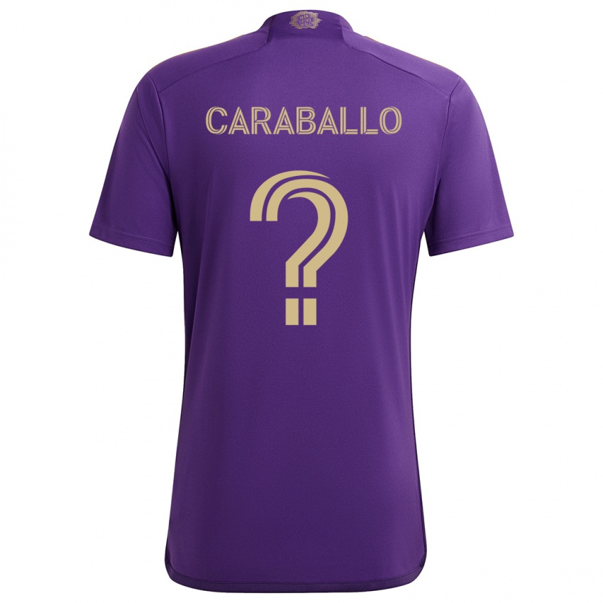 Kinder Gustavo Caraballo #0 Lila Gelb Heimtrikot Trikot 2024/25 T-Shirt Österreich