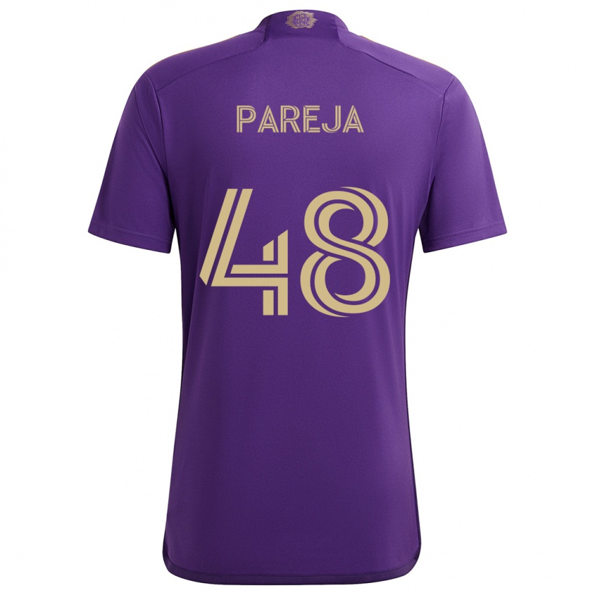 Kinder Diego Pareja #48 Lila Gelb Heimtrikot Trikot 2024/25 T-Shirt Österreich