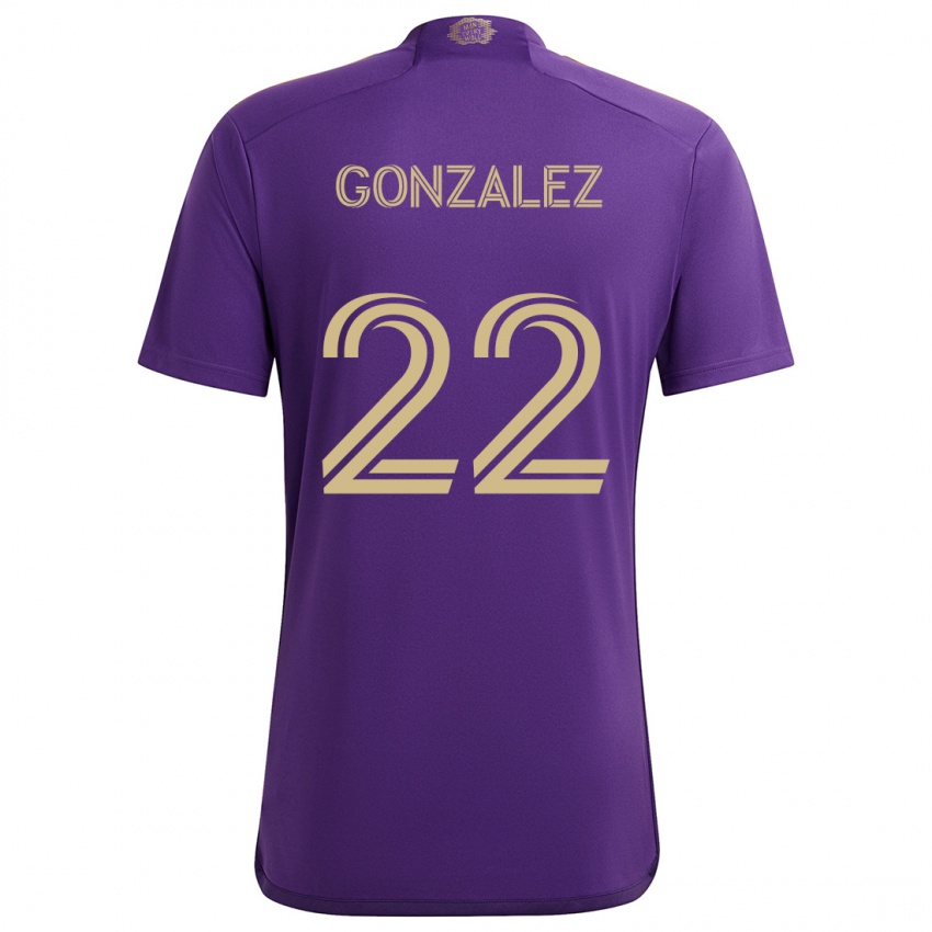 Kinder Gastón González #22 Lila Gelb Heimtrikot Trikot 2024/25 T-Shirt Österreich