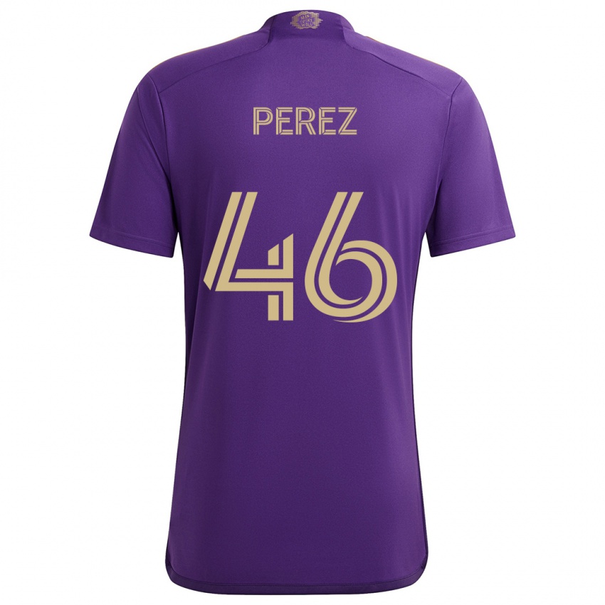 Kinder Franco Pérez #46 Lila Gelb Heimtrikot Trikot 2024/25 T-Shirt Österreich