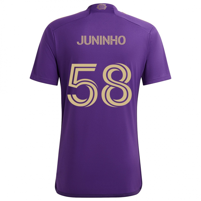 Kinder Juninho #58 Lila Gelb Heimtrikot Trikot 2024/25 T-Shirt Österreich