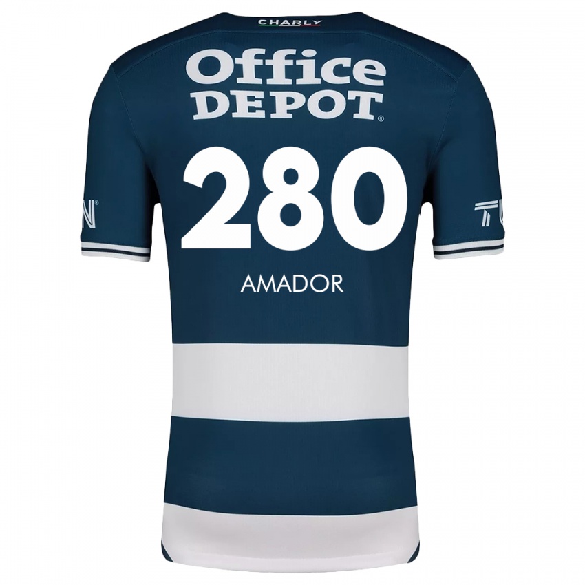 Kinder Santiago Amador #280 Blau Weiss Heimtrikot Trikot 2024/25 T-Shirt Österreich