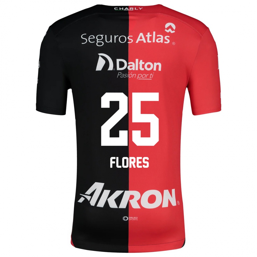 Kinder Leonardo Flores #25 Rot Schwarz Heimtrikot Trikot 2024/25 T-Shirt Österreich