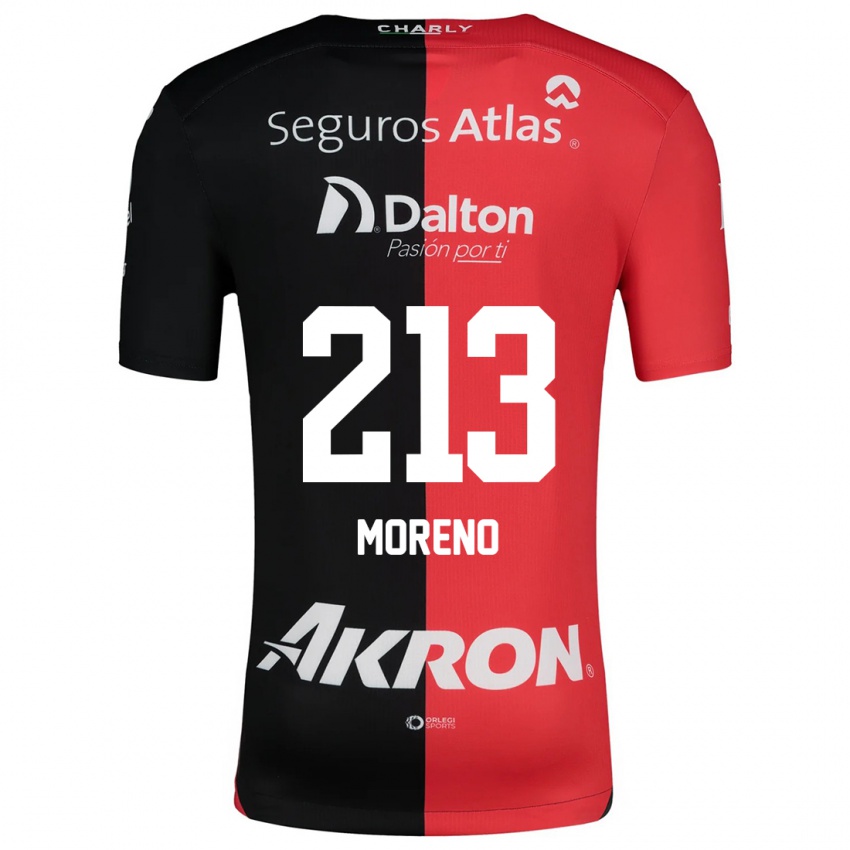 Kinder Eduardo Moreno #213 Rot Schwarz Heimtrikot Trikot 2024/25 T-Shirt Österreich