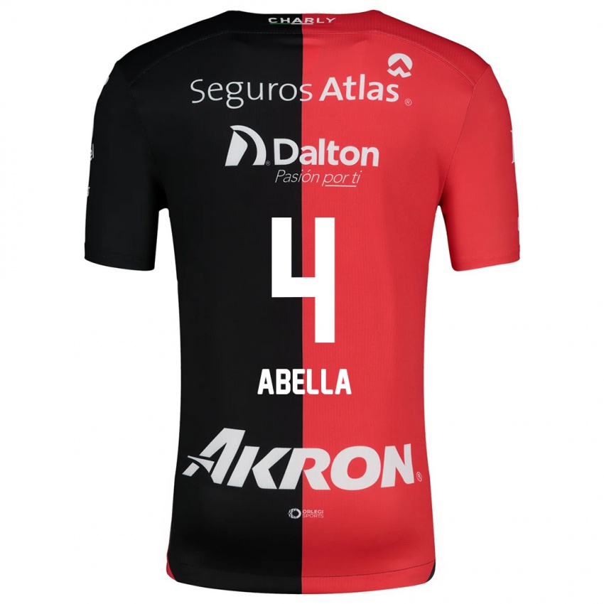 Kinder José Abella #4 Rot Schwarz Heimtrikot Trikot 2024/25 T-Shirt Österreich