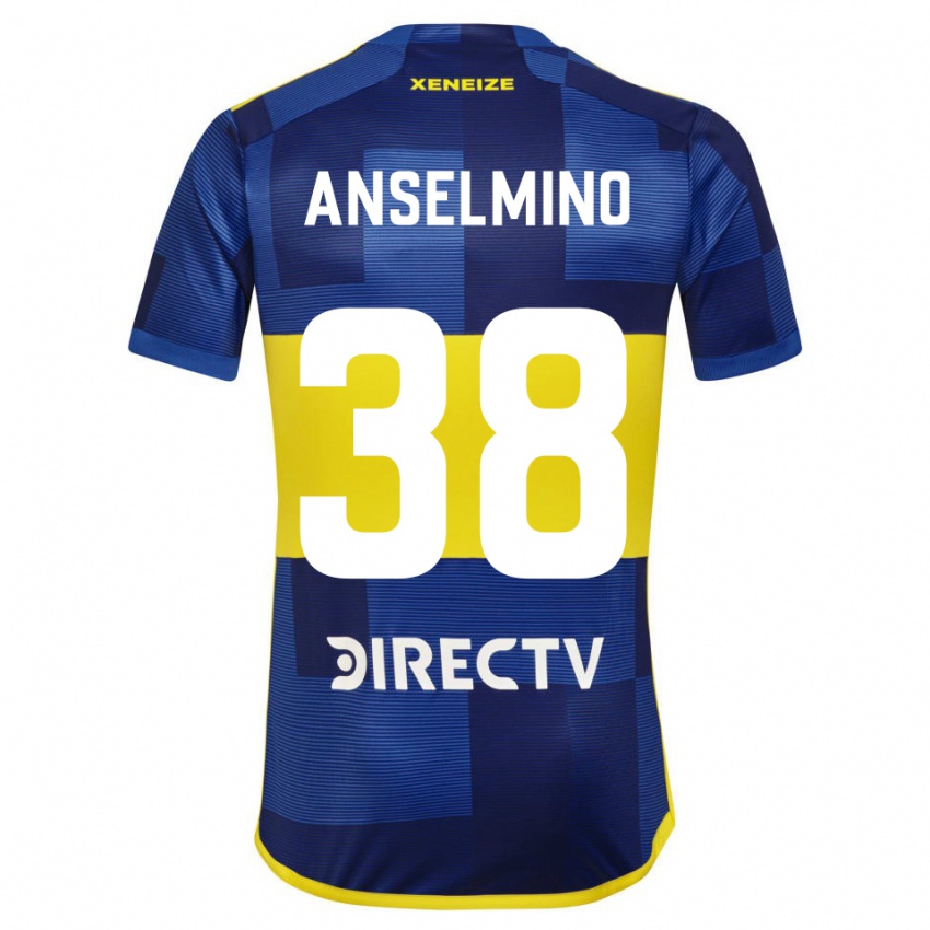 Kinder Aarón Anselmino #38 Blau Gelb Heimtrikot Trikot 2024/25 T-Shirt Österreich