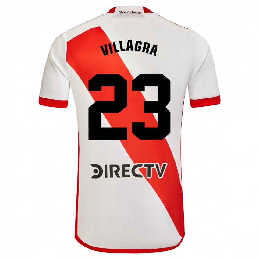 Kinder Rodrigo Villagra #23 Weiß Rot Heimtrikot Trikot 2024/25 T-Shirt Österreich