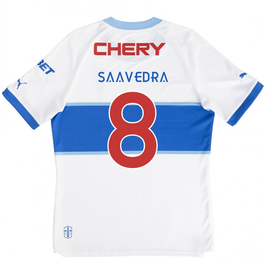 Kinder Ignacio Saavedra #8 Weiß Blau Heimtrikot Trikot 2024/25 T-Shirt Österreich