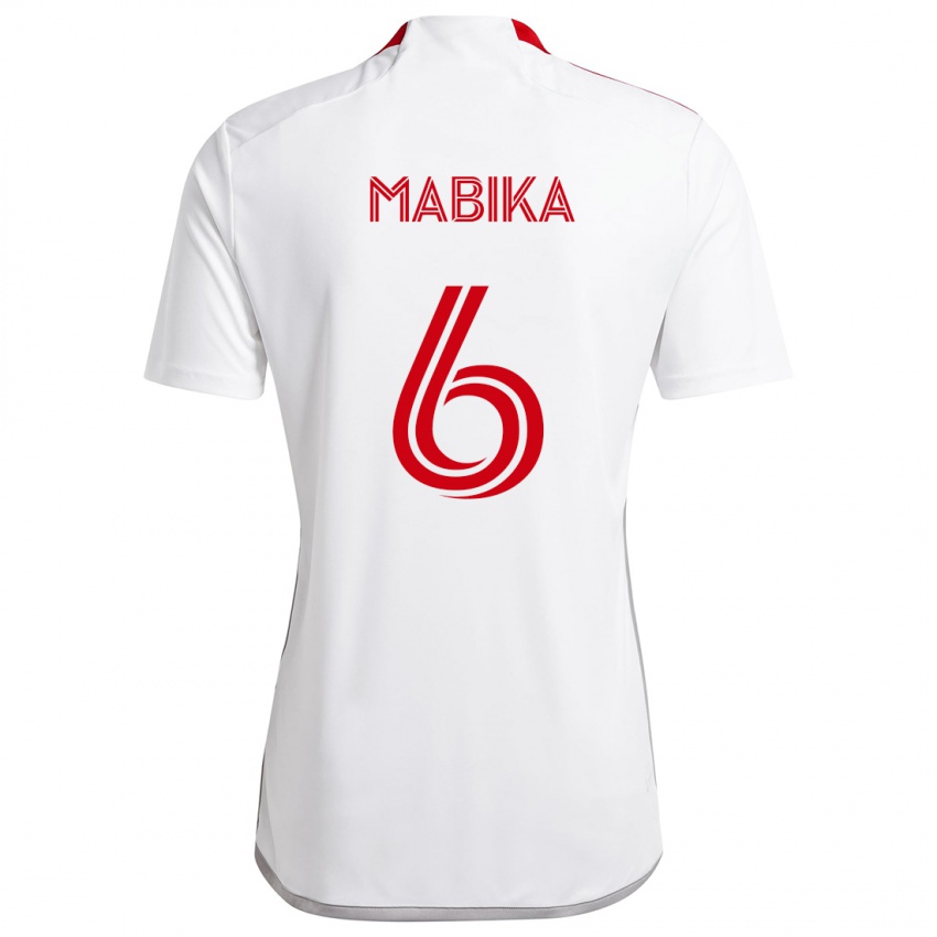 Kinder Aimé Mabika #6 Weiß Rot Auswärtstrikot Trikot 2024/25 T-Shirt Österreich