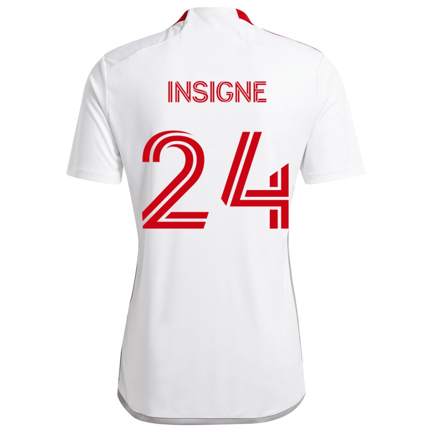 Kinder Lorenzo Insigne #24 Weiß Rot Auswärtstrikot Trikot 2024/25 T-Shirt Österreich