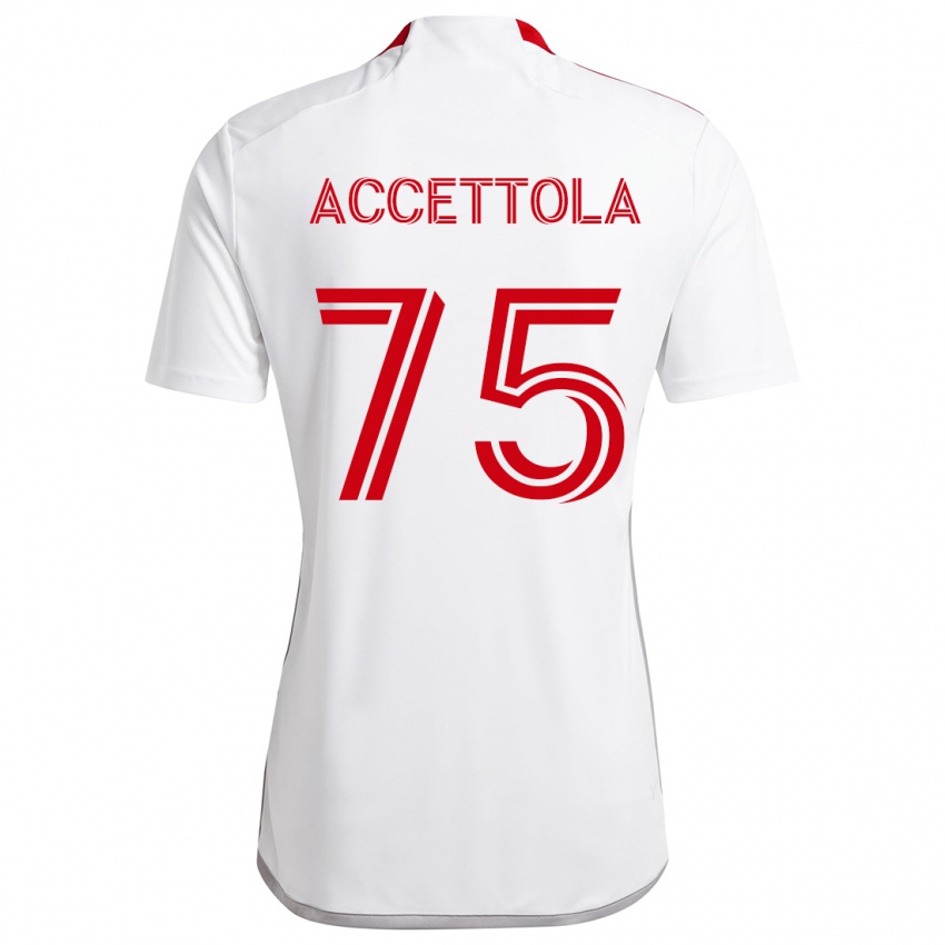 Kinder Luca Accettola #75 Weiß Rot Auswärtstrikot Trikot 2024/25 T-Shirt Österreich