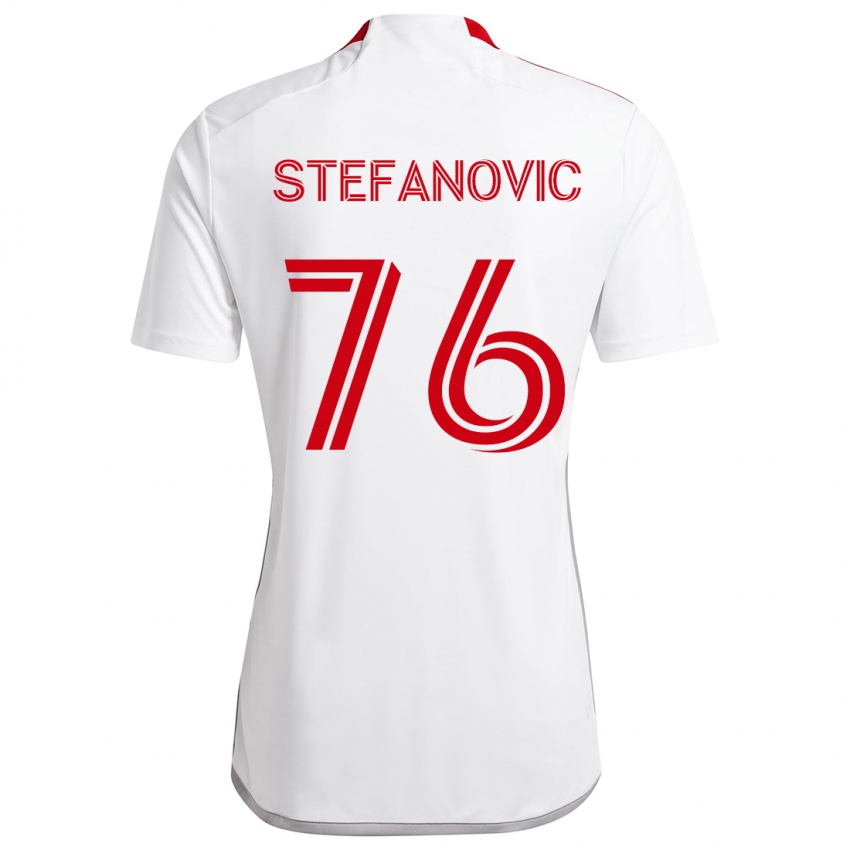 Kinder Lazar Stefanovic #76 Weiß Rot Auswärtstrikot Trikot 2024/25 T-Shirt Österreich