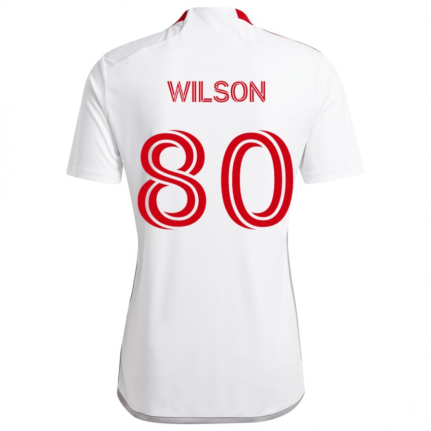 Kinder Shafique Wilson #80 Weiß Rot Auswärtstrikot Trikot 2024/25 T-Shirt Österreich