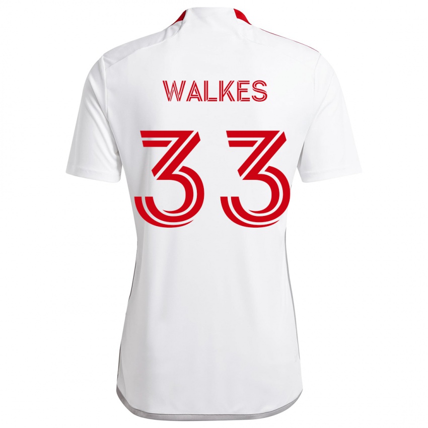 Kinder Reshaun Walkes #33 Weiß Rot Auswärtstrikot Trikot 2024/25 T-Shirt Österreich