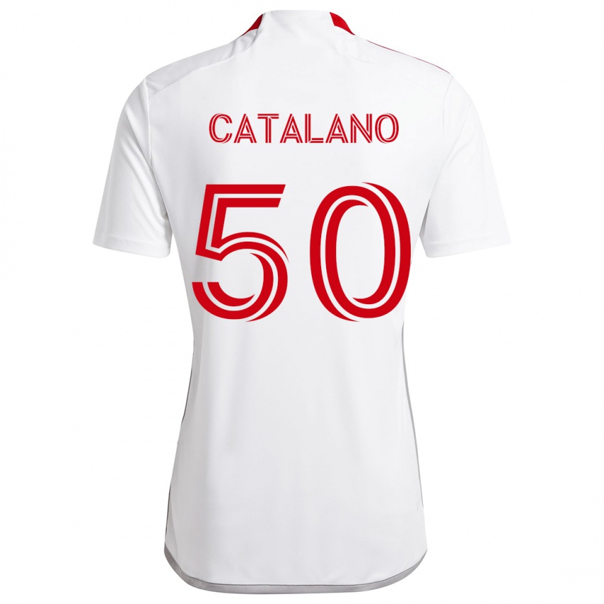 Kinder Gianluca Catalano #50 Weiß Rot Auswärtstrikot Trikot 2024/25 T-Shirt Österreich