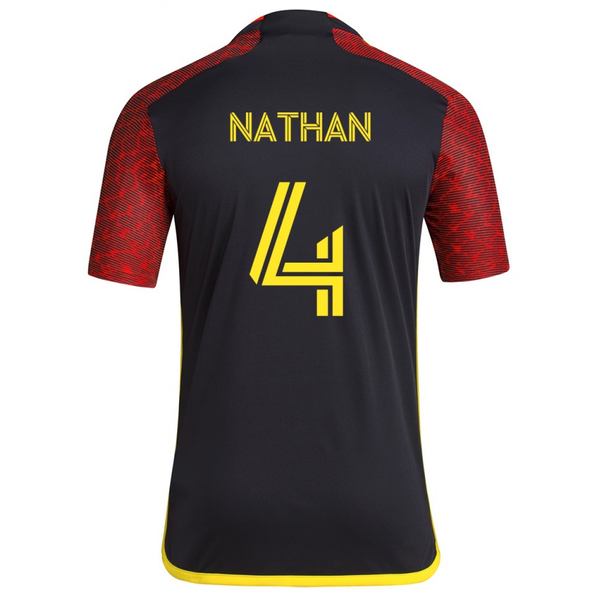 Kinder Nathan #4 Rot Schwarz Auswärtstrikot Trikot 2024/25 T-Shirt Österreich