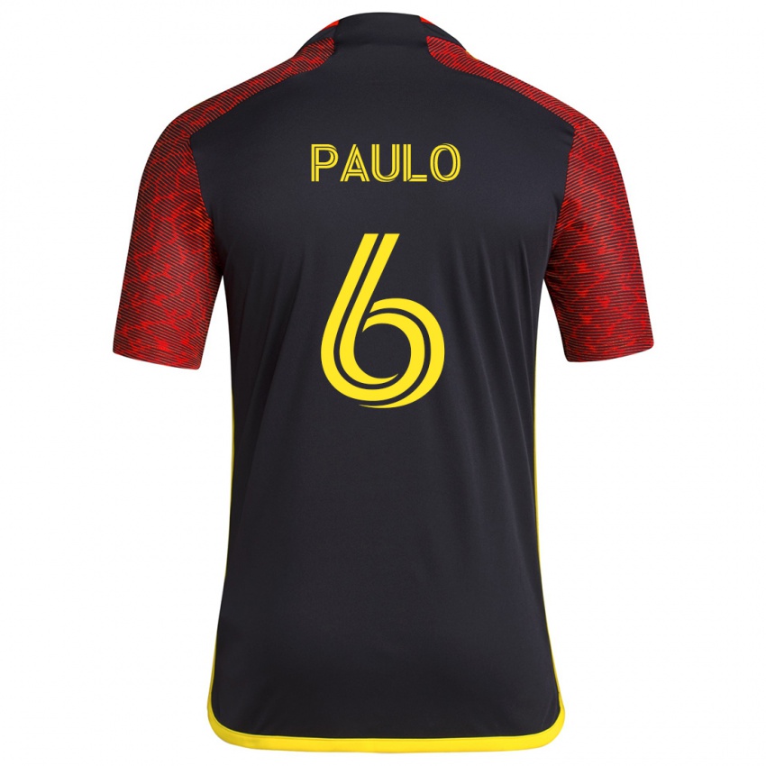 Kinder João Paulo #6 Rot Schwarz Auswärtstrikot Trikot 2024/25 T-Shirt Österreich