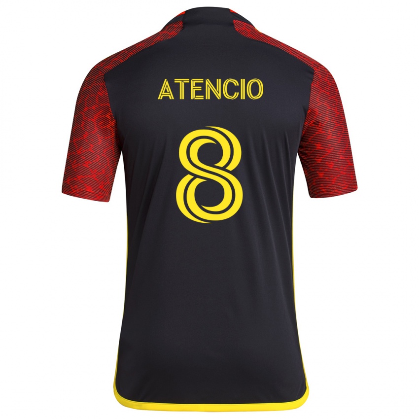 Kinder Josh Atencio #8 Rot Schwarz Auswärtstrikot Trikot 2024/25 T-Shirt Österreich