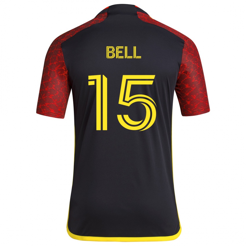 Kinder Jon Bell #15 Rot Schwarz Auswärtstrikot Trikot 2024/25 T-Shirt Österreich