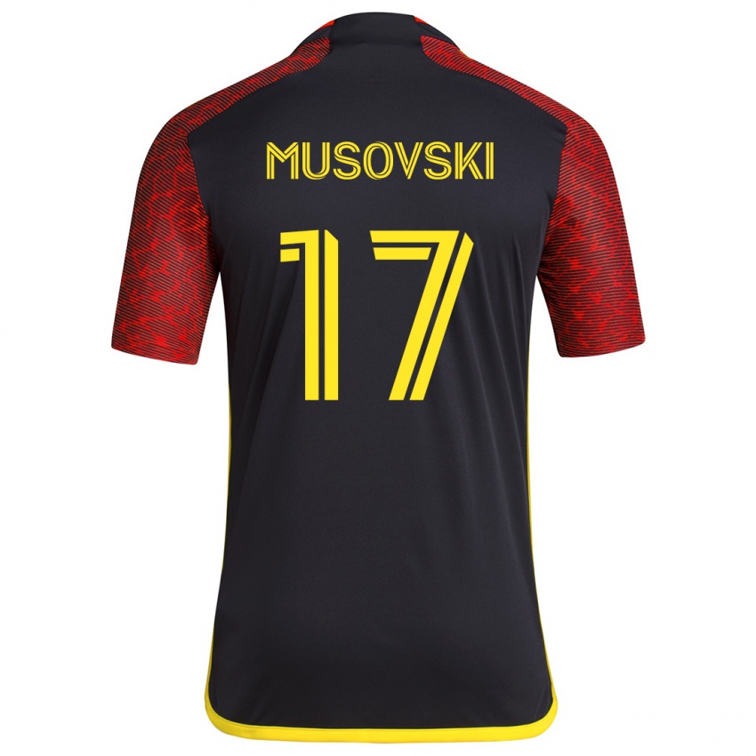 Kinder Danny Musovski #17 Rot Schwarz Auswärtstrikot Trikot 2024/25 T-Shirt Österreich