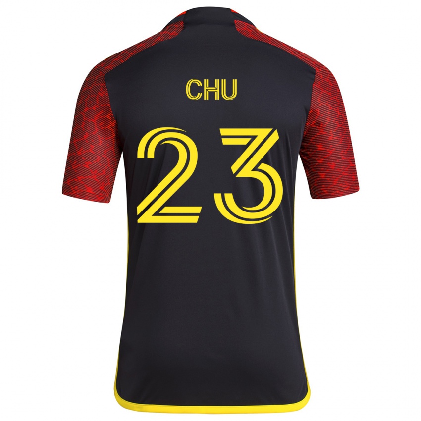 Kinder Léo Chú #23 Rot Schwarz Auswärtstrikot Trikot 2024/25 T-Shirt Österreich