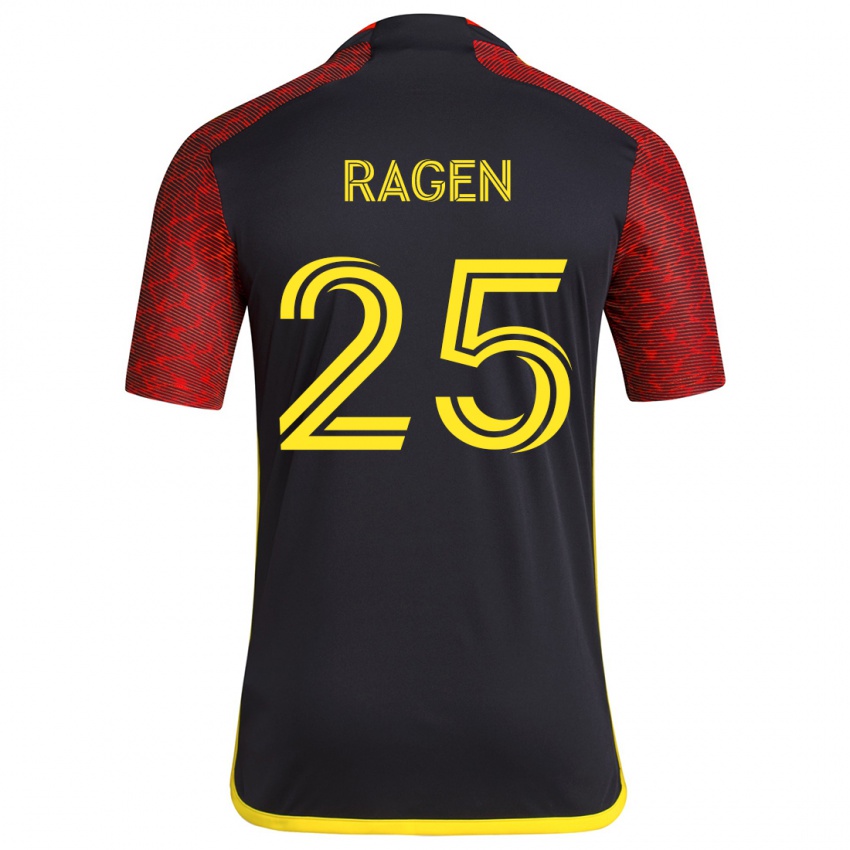 Kinder Jackson Ragen #25 Rot Schwarz Auswärtstrikot Trikot 2024/25 T-Shirt Österreich