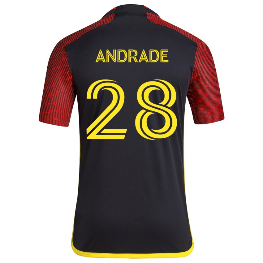 Kinder Yeimar Gómez Andrade #28 Rot Schwarz Auswärtstrikot Trikot 2024/25 T-Shirt Österreich