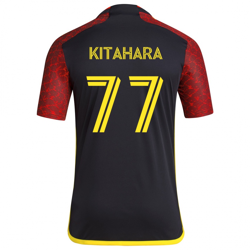 Kinder Sota Kitahara #77 Rot Schwarz Auswärtstrikot Trikot 2024/25 T-Shirt Österreich