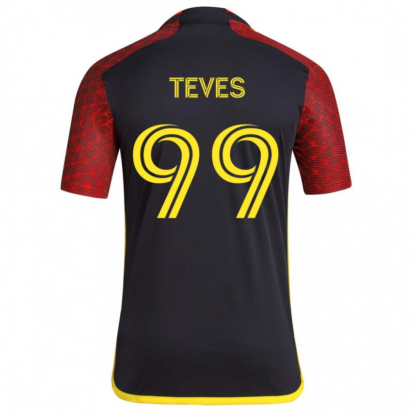 Kinder Dylan Teves #99 Rot Schwarz Auswärtstrikot Trikot 2024/25 T-Shirt Österreich