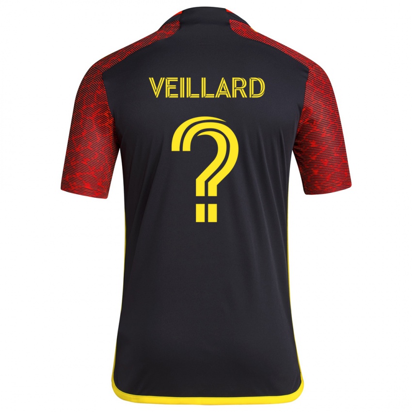 Kinder Etienne Veillard #0 Rot Schwarz Auswärtstrikot Trikot 2024/25 T-Shirt Österreich