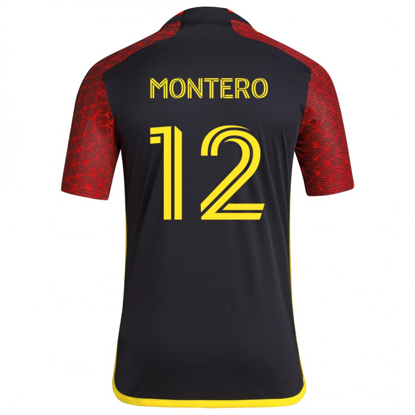 Kinder Fredy Montero #12 Rot Schwarz Auswärtstrikot Trikot 2024/25 T-Shirt Österreich