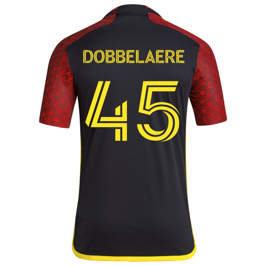 Kinder Ethan Dobbelaere #45 Rot Schwarz Auswärtstrikot Trikot 2024/25 T-Shirt Österreich